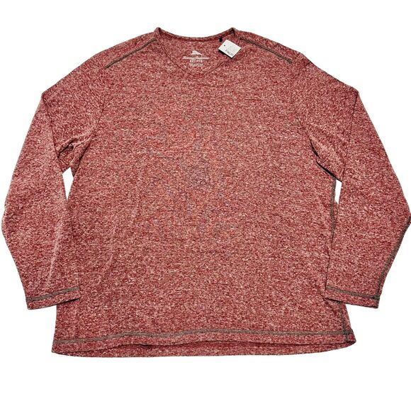 Tommy Bahama Shirt Men's 2XL Heather Red Stretch Long Sleeve V-Neck Pullover NWT - Picture 1 of 7